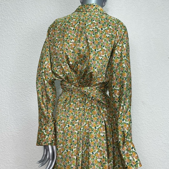 Zara Green Leaves and Floral Maxi Shirt Dress - Picture 5 of 6